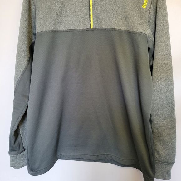 Reebok Playwarm Men's Large 1/4 Zip Lightweight Sweatshirt Pullover Gray Green - Picture 4 of 16